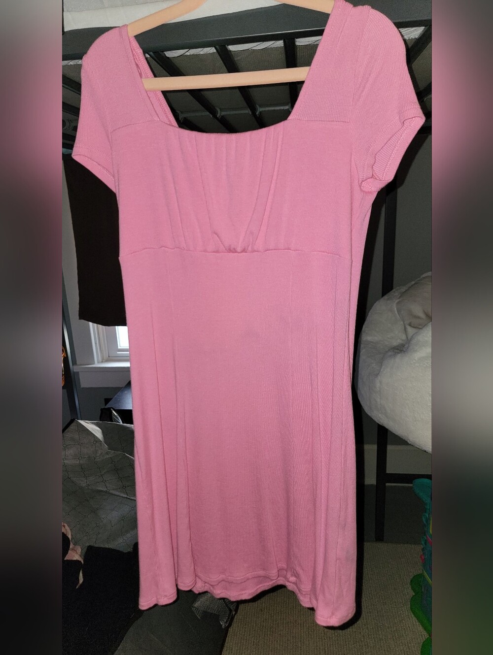 Art Class Pink Ribbed Knit Short Sleeve Casual Dress